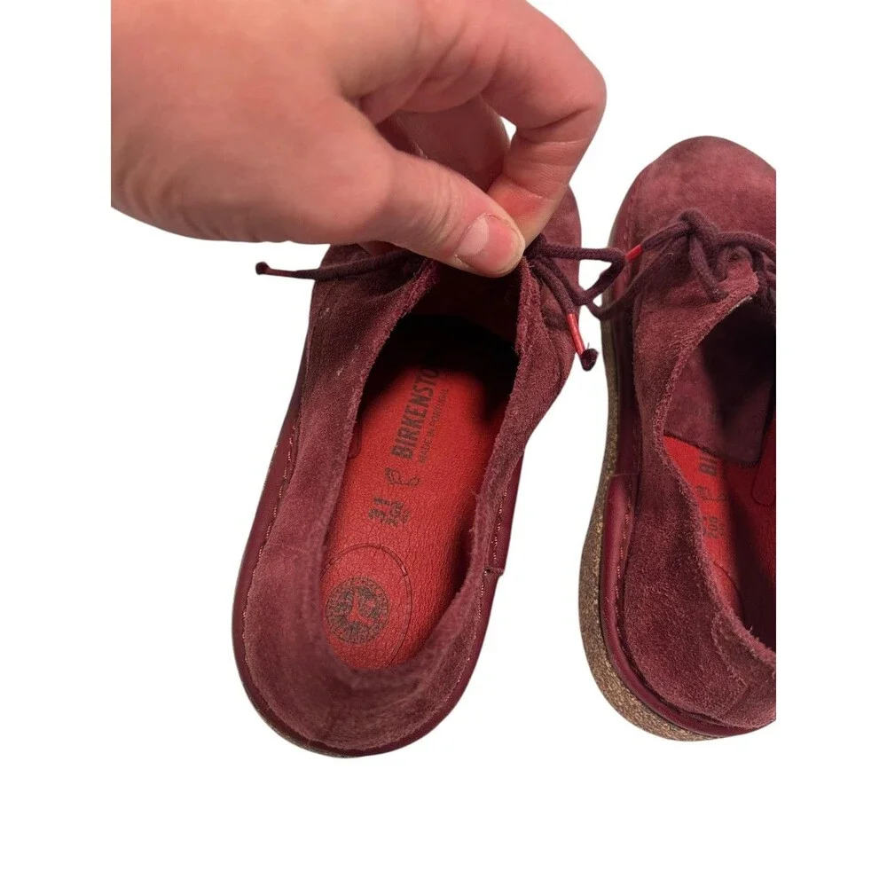 Birkenstock Shoes Kids Size 13 Red Suede Oxford Lace Up Comfort Walking